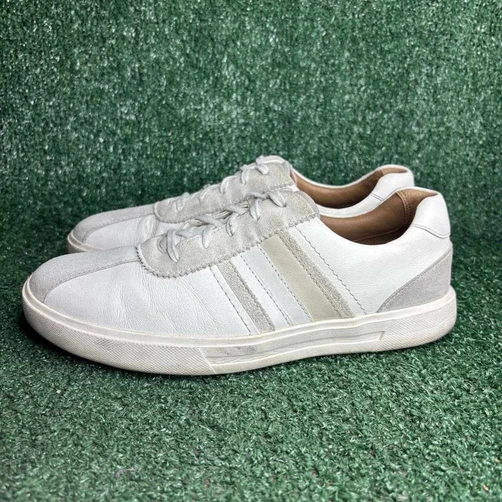 Clarks Unstructured Un Costa Band Leather Suede Casual Sneaker White Mens Size 8